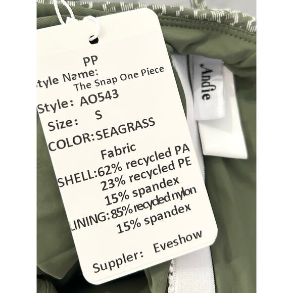 Andie Swim The Snap One Piece in Seagrass S NWT - Picture 3 of 5